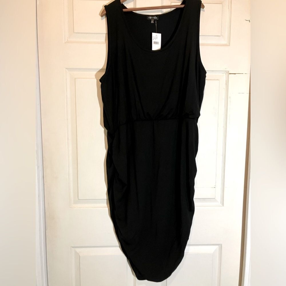 NWT, Curvy Sense little black dress, sleeveless, mini, rouching on the side, 4X